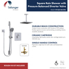 Keeney Mfg Square Shower System with Pressure Balanced Rough-In Valve, Ceiling KIT-QUA130CCP06